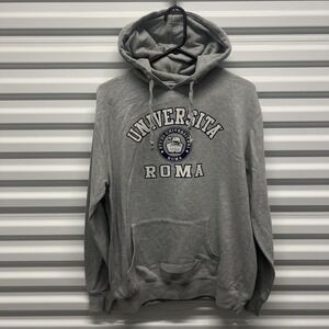 Lemon Collection Universita Roma Size L Mens Gray Graphic Pullover Hoodie‎ Italy